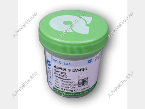 Паста паяльная ALPHA LUMET P33, безотмывная бессвинцовая SAC305 тип 3 (25-45мкм),банка 500 гр 156923 ALPHAMETALS на сайте alphametals.ru