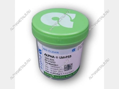 Паста паяльная ALPHA LUMET P33, безотмывная бессвинцовая SAC305 тип 3 (25-45мкм),картридж 1200 гр 156922 ALPHAMETALS на сайте alphametals.ru