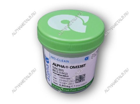 Паста паяльная ALPHA OM338T, безотмывная бессвинцовая SAC305 тип 3 (25-45мкм),банка 500 гр 144972 ALPHAMETALS на сайте alphametals.ru